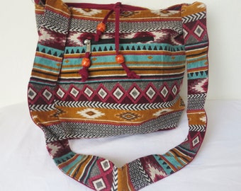 Azteekse Navajo schoudertas vintage boho 37cm x 32cm India ongedragen goa geweven hippie etnische Festival boho zigeuner boho nomade