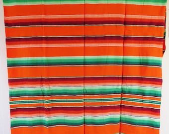 225cm x 150cm mexican woven vintage  blanket orange sarape  ethnic mexico hippie  yoga  bohemian ethno southwestern  boho  indian navajo