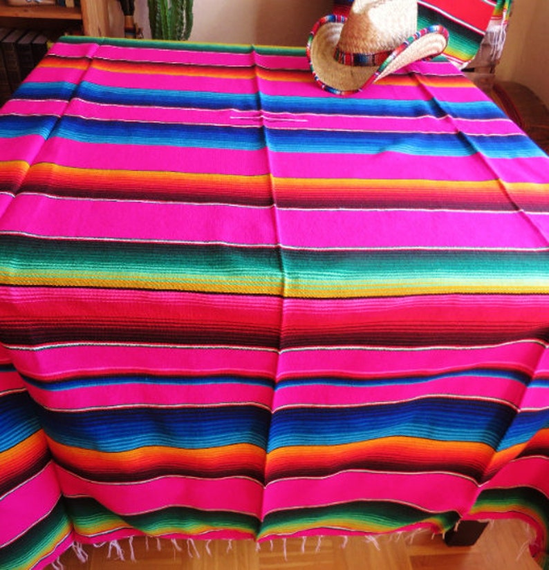 220cm x 150cm mexican woven vintage blanket pink sarape ethnic mexico hippie yoga southwestern boho indian navajo image 4