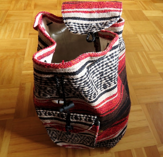 Vintage Mexican Woven Backpack, Aztec Boho Festival Bag - Etsy display picture 3