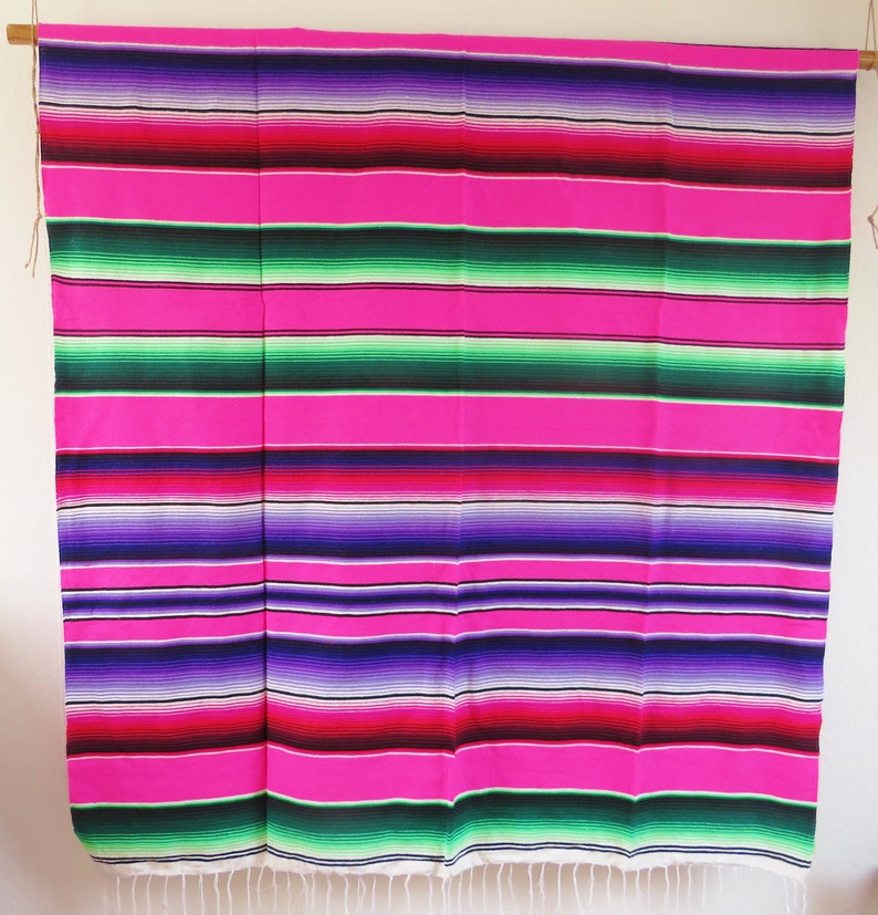 220cm x 150cm mexican woven vintage blanket pink sarape ethnic mexico hippie yoga southwestern boho indian navajo image 1