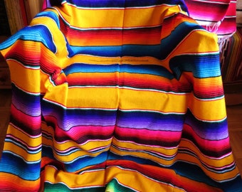 220cm x 150cm mexican woven blanket sunny yellow orange  sarape  ethnic mexico hippie vintage   yoga southwestern  boho  indian navajo