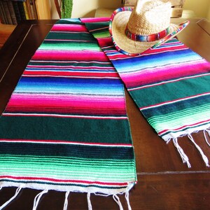 XL Länge Ethno Hippie Tischläufer Vintage verschiedene Farben grasgrün blau pink dunkelgrün Aztec Bohemian Folklore Mexiko gewebt Boho Bild 5