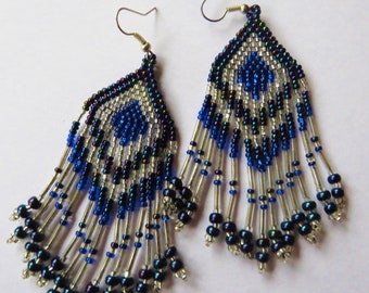 seed beads navajo aztec earrings vintage  peyote boho ethnic hippie maya festival mexican chandeliers boho bohemian gypsy  ethno goa