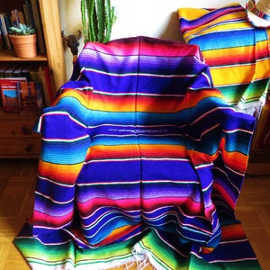 220 x150 cm handgwebt Ethno Decke Mexiko mexican blanket vintage Yoga Sarape Hippie Strand Boho Bohemian Navajo Festival lila violett Bild 4