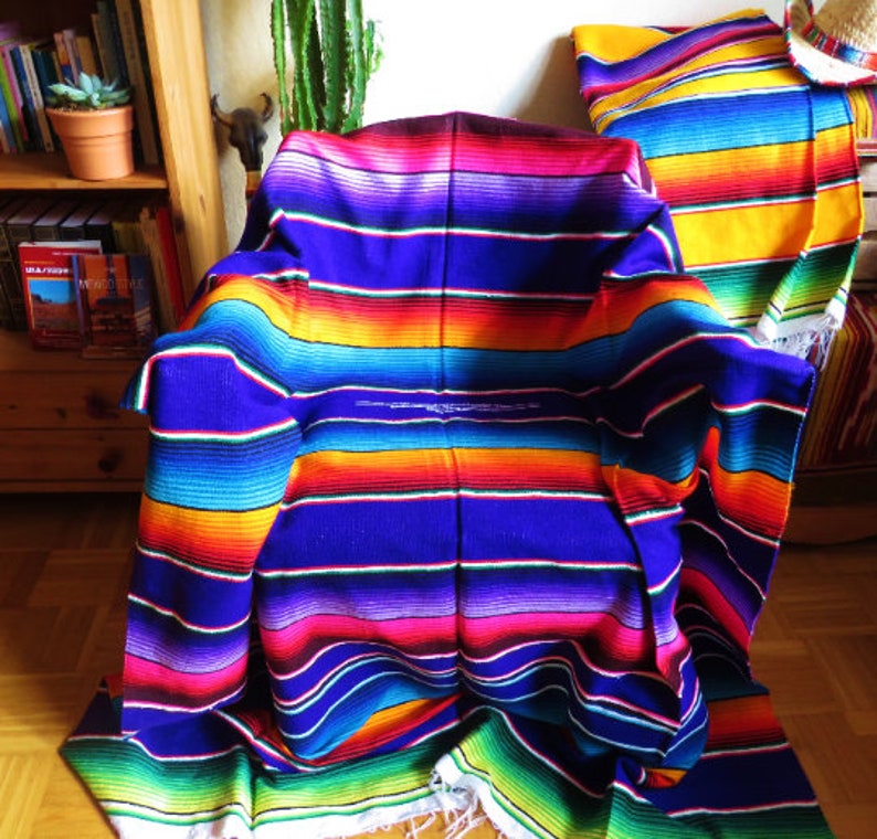 220 x150 cm handgwebt Ethno Decke Mexiko mexican blanket vintage Yoga Sarape Hippie Strand Boho Bohemian Navajo Festival lila violett Bild 4