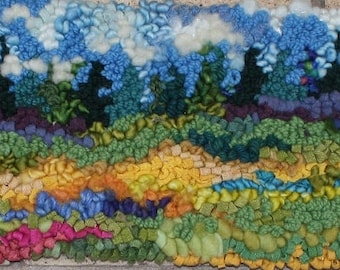 Summer Bloom rug hooking kit 17" x 7 " - burlap