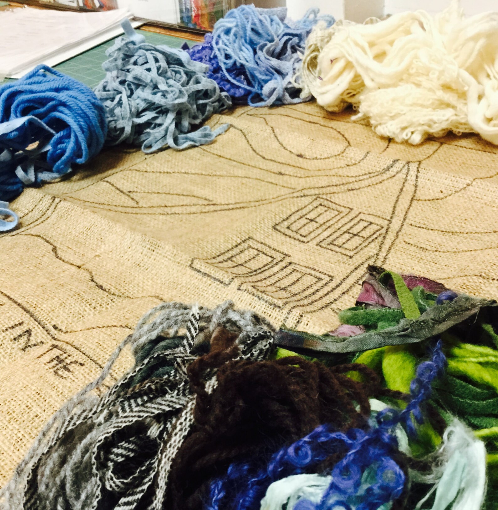 Rug Hooking Kit Grey Barn in the Field 20 by 30 Burlap Etsy