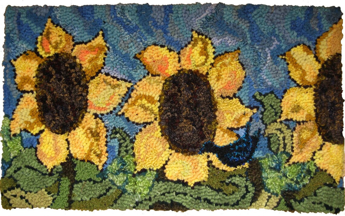 Rug Hooking Kit One and Only Sunflower 20 by 30 Burlap Etsy