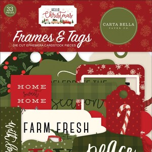 Carta Bella Hello Christmas Frames and Tags Ephemera