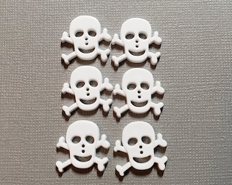 Plastic White Skull and Crossbones Buttons - 6