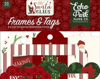 Echo Park Here Comes Santa Claus Ephemera Frames en Tags