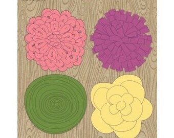 Jillibean Soup Felt Flowers - Mixed Magenta