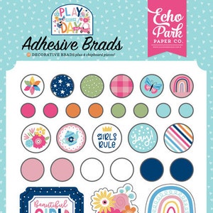Echo Park Adhesive Brads - Play All Day Girl