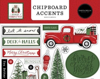 Carta Bella Chipboard Accents - Home For Christmas