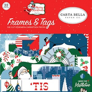Carta Bella Merry Christmas Frames and Tags Ephemera image 1