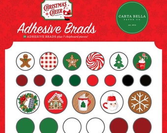 Echo Park Adhesive Brads - Christmas Cheer