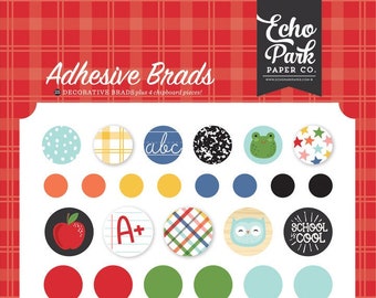 Echo Park Adhesive Brads - I Love School