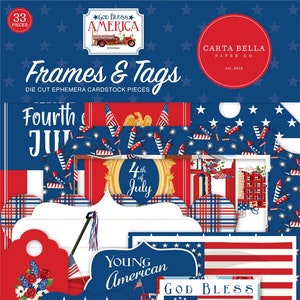 Carta Bella God Bless America Frames and Tags Ephemera