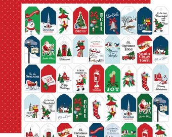 Carta Bella - White Christmas - Present Tags 12x12 Solid Scrapbook Paper