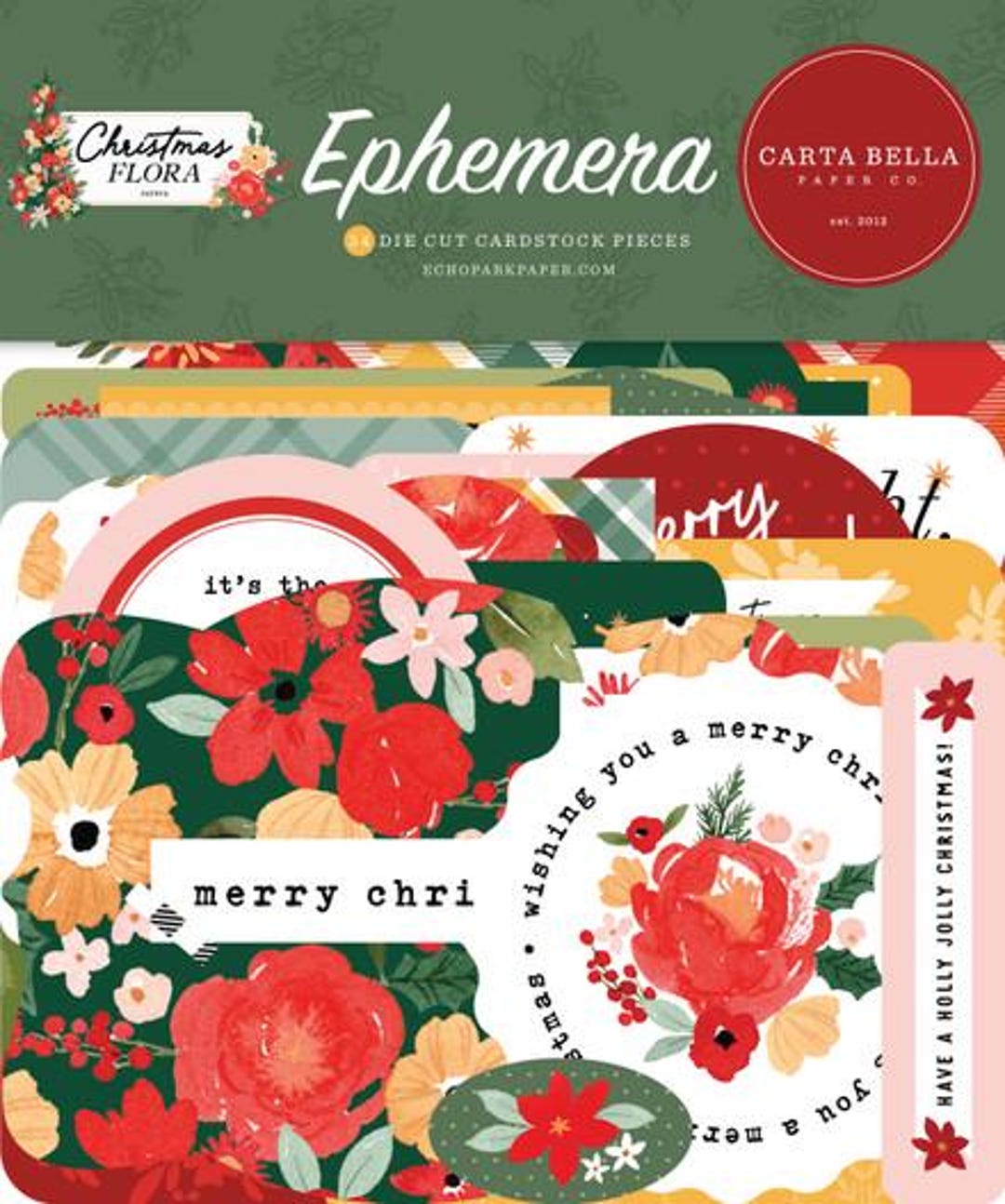 Carta Bella Joyful Christmas Flora Ephemera - Etsy, image size:1080x1294