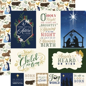 Echo Park Paper - Silent Night - Journaling Cards 12x12 Double Sided Scrapbook Paper