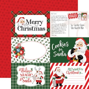 Carta Bella Paper - Dear Santa - 4x6 Journaling Cards 12x12 Scrapbook Paper