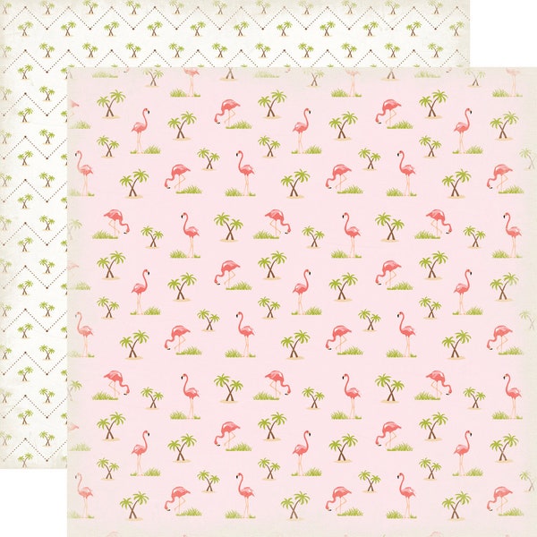 Carta Bella - Summer Lovin' - Flamingos Scrapbook Paper