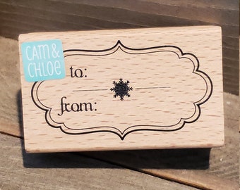 Cam & Chloe To and From Label Wood Stamp