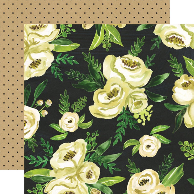 Carta Bella - Botanical Garden - White Rose Bouquet Scrapbook Paper image 1