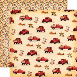 Carta Bella - Fall Break - Pumpkin Trucks Scrapbook Paper