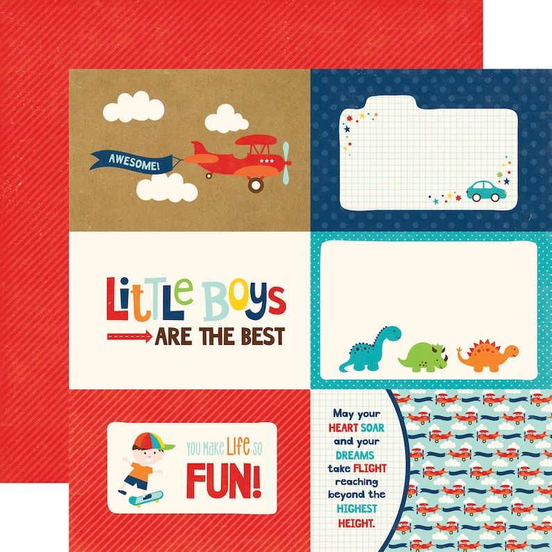 Little Man Echo Park Paper 4x6 Journaling Cards 12x12 Scrapbook Paper