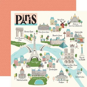 Carta Bella - Paris -  Paris Map Scrapbook Paper