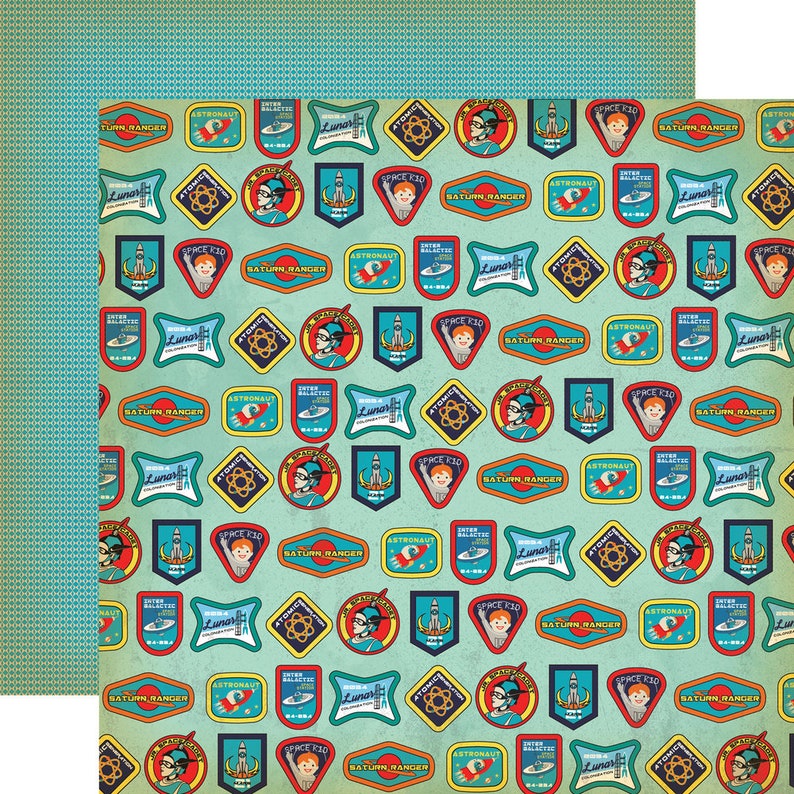 Carta Bella - Space Academy -Space Badges Scrapbook Paper image 1