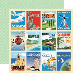 Carta Bella - Passport - Destination Cards Scrapbook Paper