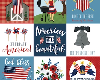 Echo Park Paper - Celebrate America - 4x4 Journaling Cards 12x12 Scrapbook Paper