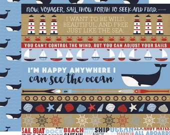 Carta Bella - Deep Blue Sea - Border Strips 12x12 Scrapbook Paper