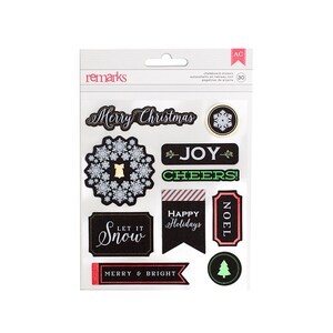 Pegatinas de palabras navideñas con comentarios de American Crafts