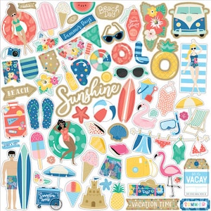 Echo Park Dive Into Summer Element Stickers