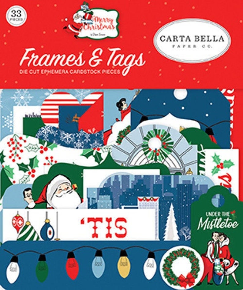 Carta Bella Merry Christmas Frames and Tags Ephemera image 1