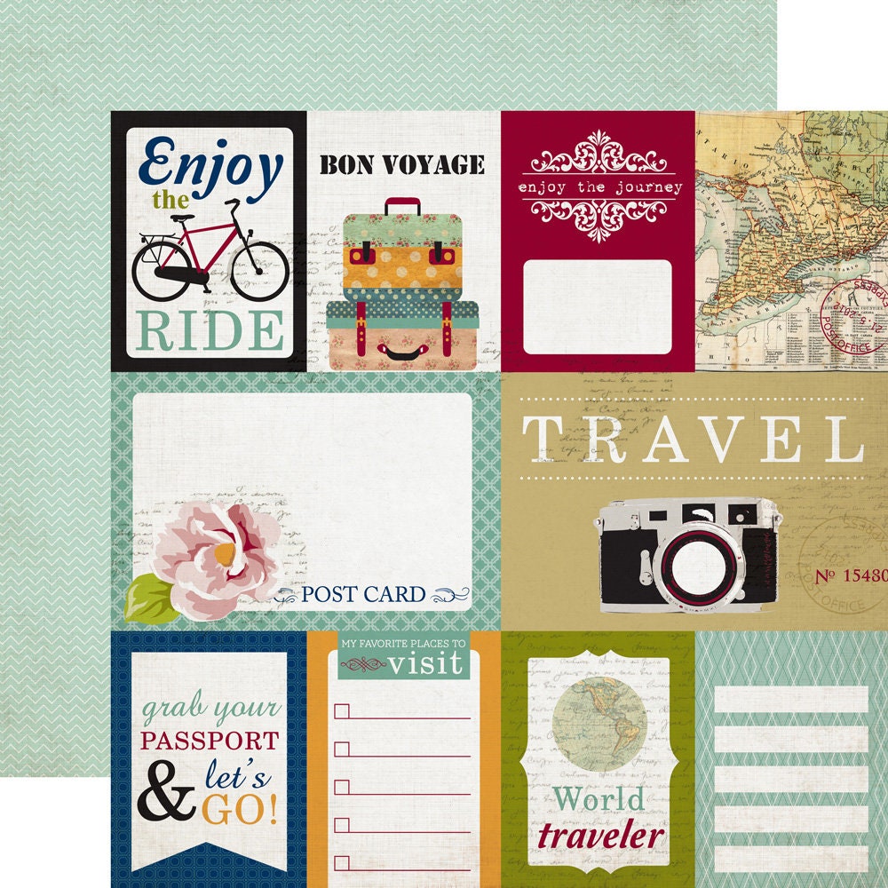 Let's Go Travel Double-Sided Cardstock 12X12-4X4 Journaling Cards
