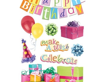Paper House Happy Birthday 3D Stickers
