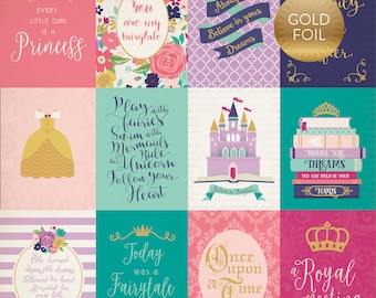 Echo Park Paper - Once Upon A Time - 3x4 Journaling Cards 12x12 Scrapbook Paper