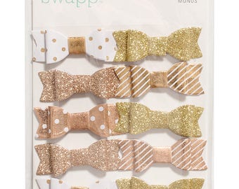 Heidi Swapp Gold and White Glitter Bows