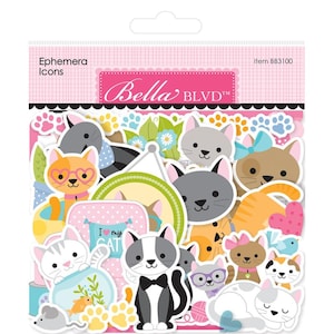 Papier cartonné éphémère Bella Blvd - icônes miaou