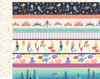 Echo Park Paper - Mermaid Dreams - Border Strips 12x12 Scrapbook Paper