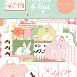 Carta Bella Here Comes Easter Frames and Tags Ephemera