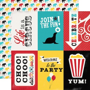 Carta Bella - Circus Party - 4x6 Journaling Cards Scrapbook Paper