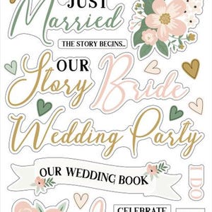 Echo Park Chipboard Words & Phrases - Marry Me