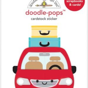 May include: Red car sticker with a smiling face, luggage on the roof, and the text "LET'S GO" on the license plate. The sticker is part of the Doodle-Pops cardstock sticker collection.